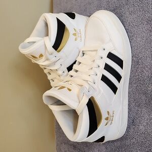 Adidas Kids White and Black High-Top Sneakers
